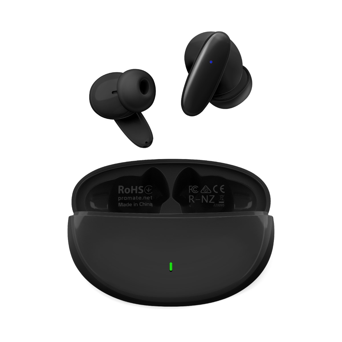 Promate True Wireless Earbuds with Bluetooth v5.1, Mic, IPX5 Water Resistance and Auto Pairing, Lush Black