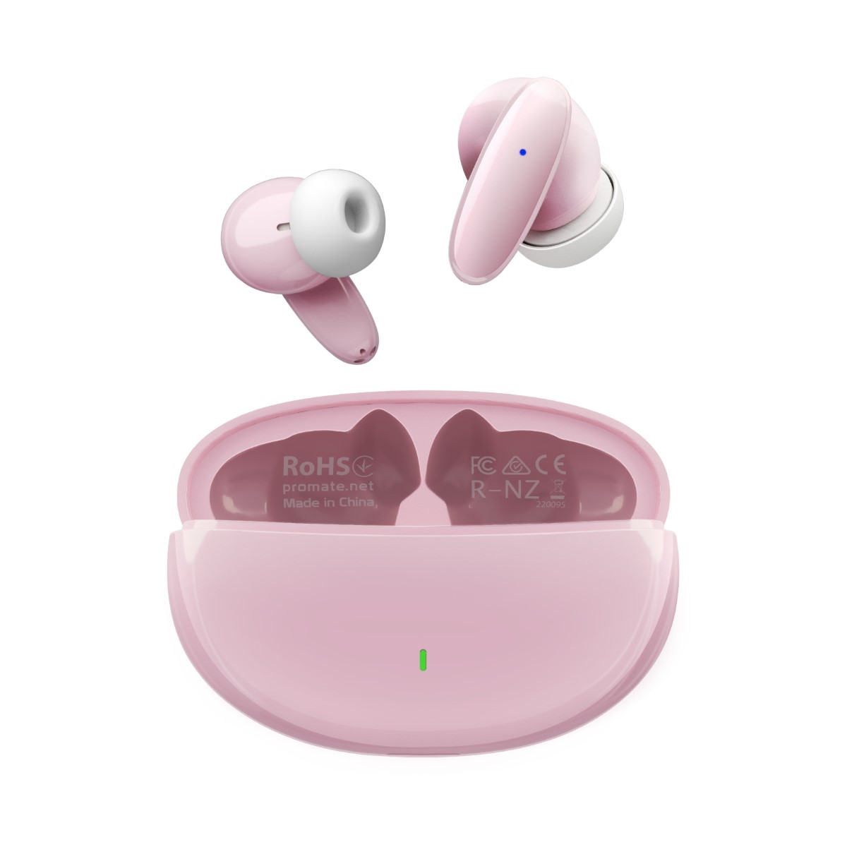 Promate True Wireless Earbuds with Bluetooth v5.1, Mic, IPX5 Water Resistance and Auto Pairing, Lush Pink
