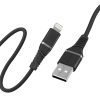 Promate USB-A to Lightning Cable, High Tensile 2.4A Super-Fast USB-A to Lightning Charger with 480 Mbps Data Sync and 120 cm Anti-Tangle Silicone Cord for iPhone 13, iPad, AirPods Pro, PowerLine-Ai120 Black