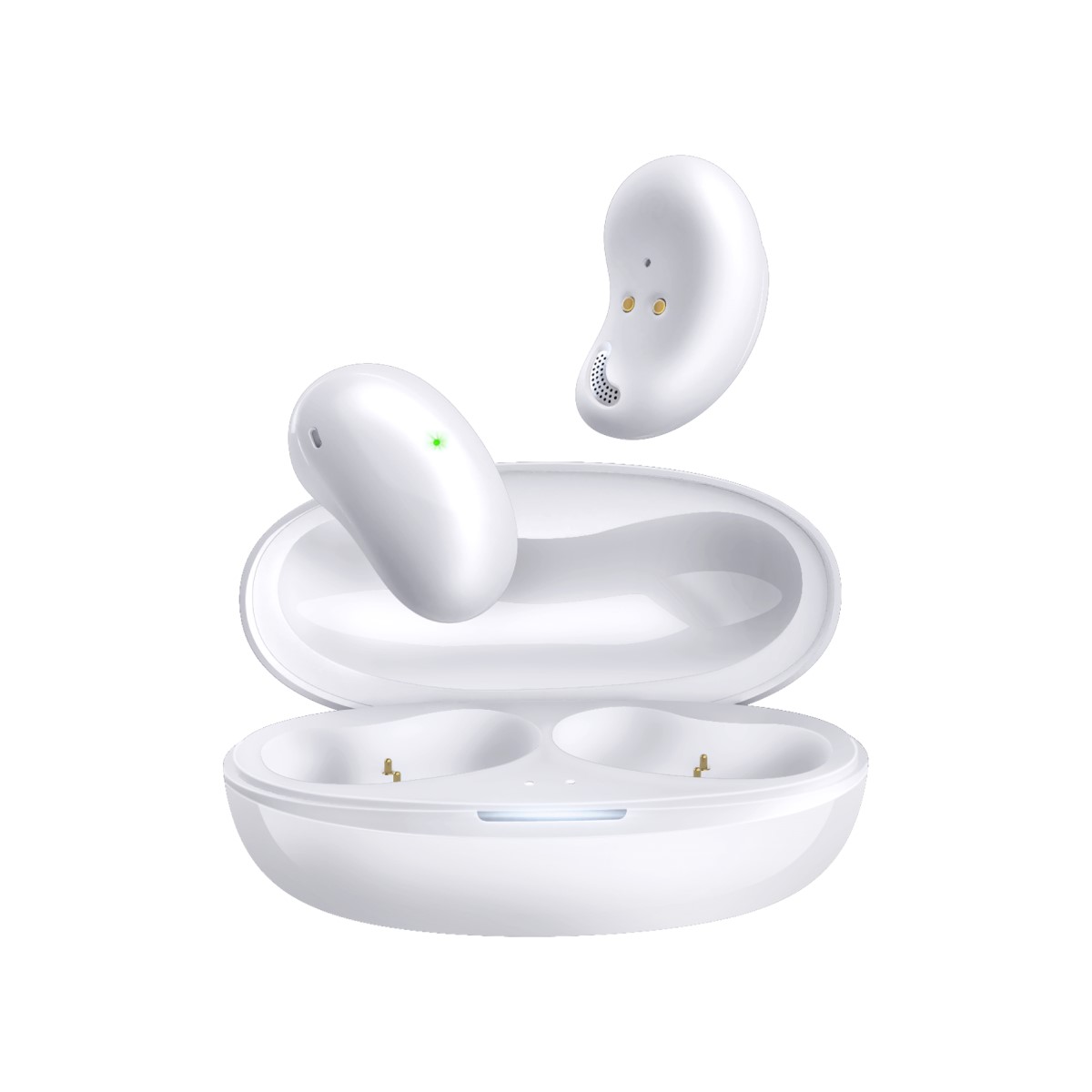 Promate True Wireless Earbuds with Mini-Size, 4 Noise Cancelling Mics, 33H Playtime and Touch Control, Teeny White