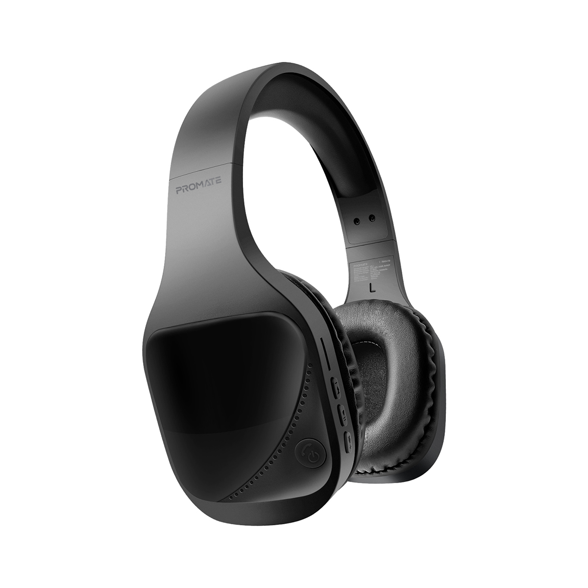 Promate Adjustable Wireless Headphones with Mic, FM, AUX Wired Mode, TF Card Slot and 10H Battery, Nova Black