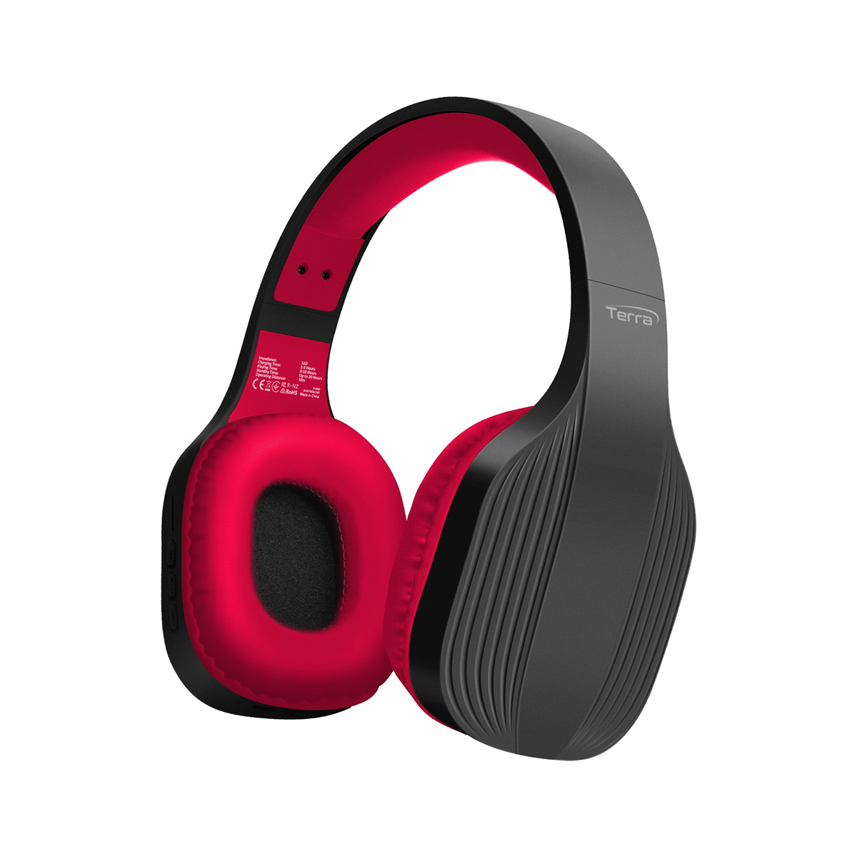 Promate Wireless Headset with Bluetooth v5.1, Audio Jack Wired Mode, Mic, Radio, TF Card Slot and 10H Battery, Terra Maroon