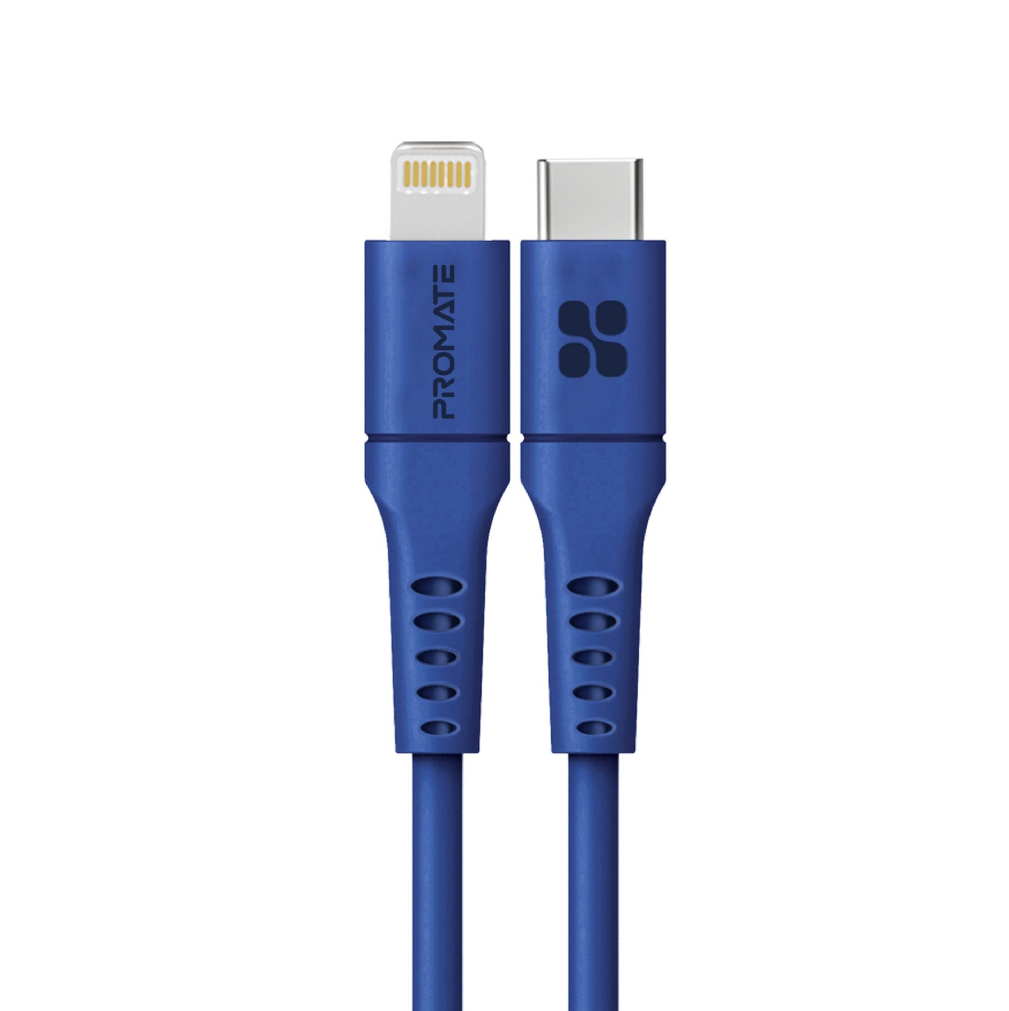 Promate Type-C to Lightning Cable for iPhone 13, Ultra-Fast Charging 3A USB-C to Lightning Sync Charge Cord with 20W Power Delivery and Anti-Tangle 1.2m Soft Silicone Cable for iPhone, iPad, iPod, AirPods, PowerLink-120 Blue