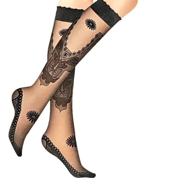 اماراتي بامتياز - Emarati Bimtiyaz - Black Knee-High Ladies Stockings - Design A