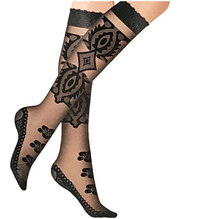 اماراتي بامتياز - Emarati Bimtiyaz - Black Knee-High Ladies Stockings - Design I