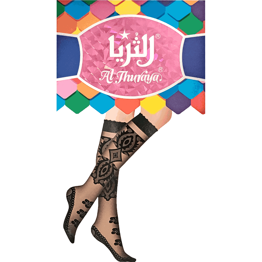 اماراتي بامتياز - Emarati Bimtiyaz - Black Knee-High Ladies Stockings - Design I