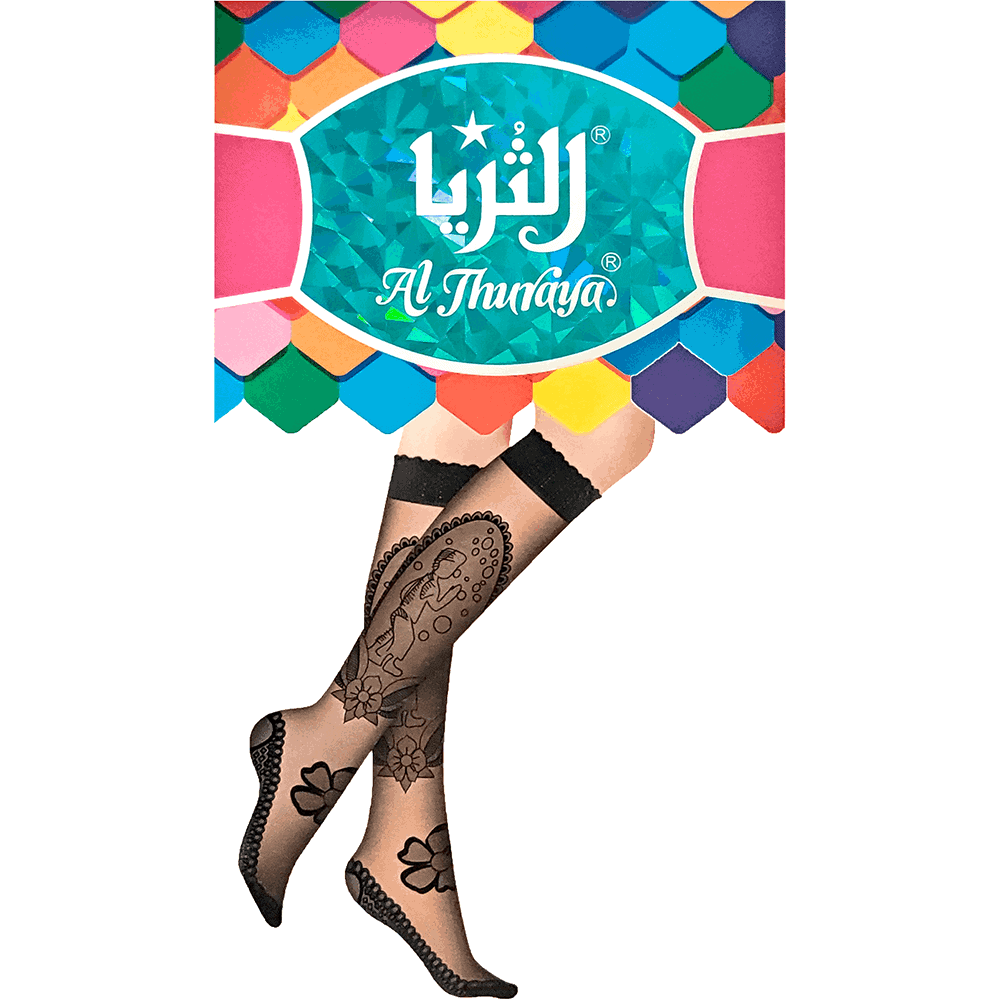اماراتي بامتياز - Emarati Bimtiyaz - Black Knee-High Ladies Stockings - Design E