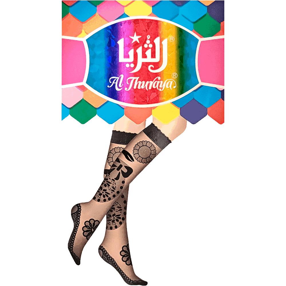 اماراتي بامتياز - Emarati Bimtiyaz - Black Knee-High Ladies Stockings - Design D