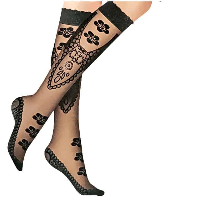 اماراتي بامتياز - Emarati Bimtiyaz - Black Knee-High Ladies Stockings - Design B