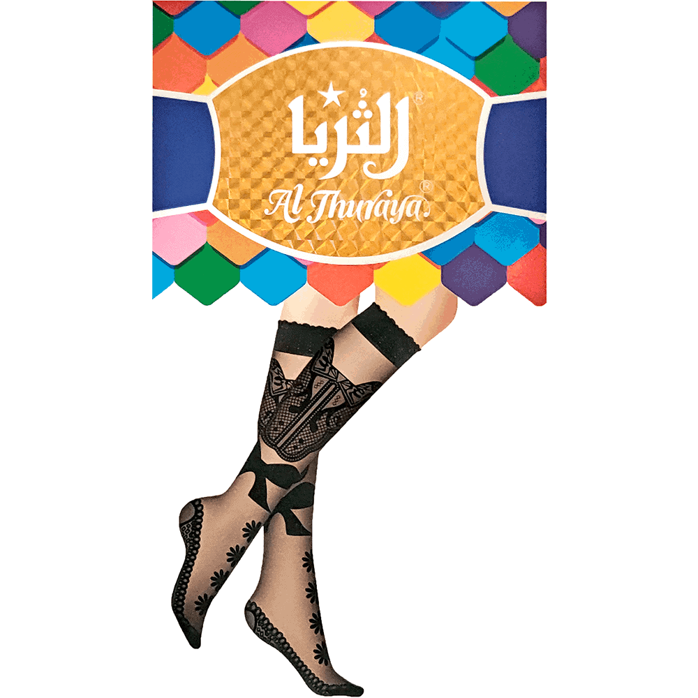 اماراتي بامتياز - Emarati Bimtiyaz - Black Knee-High Ladies Stockings - Design G