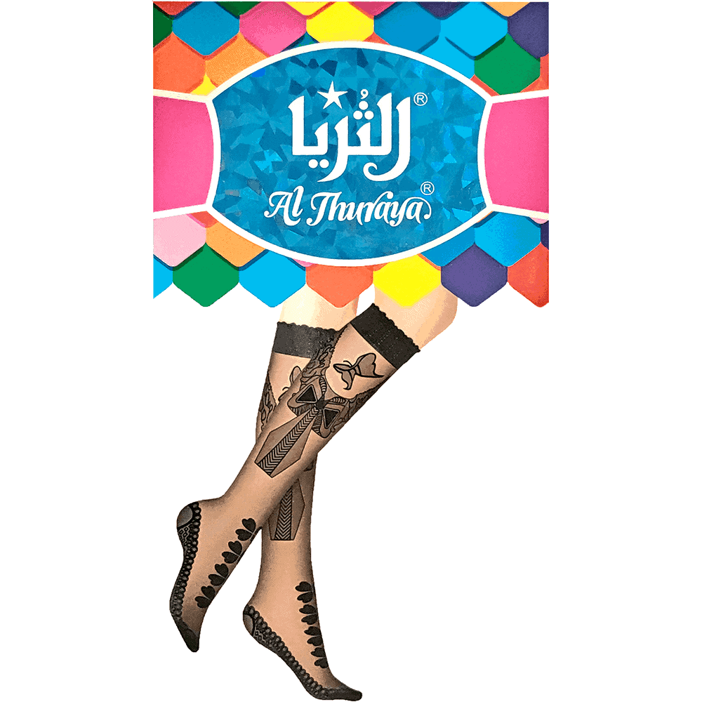 اماراتي بامتياز - Emarati Bimtiyaz - Black Knee-High Ladies Stockings - Design C