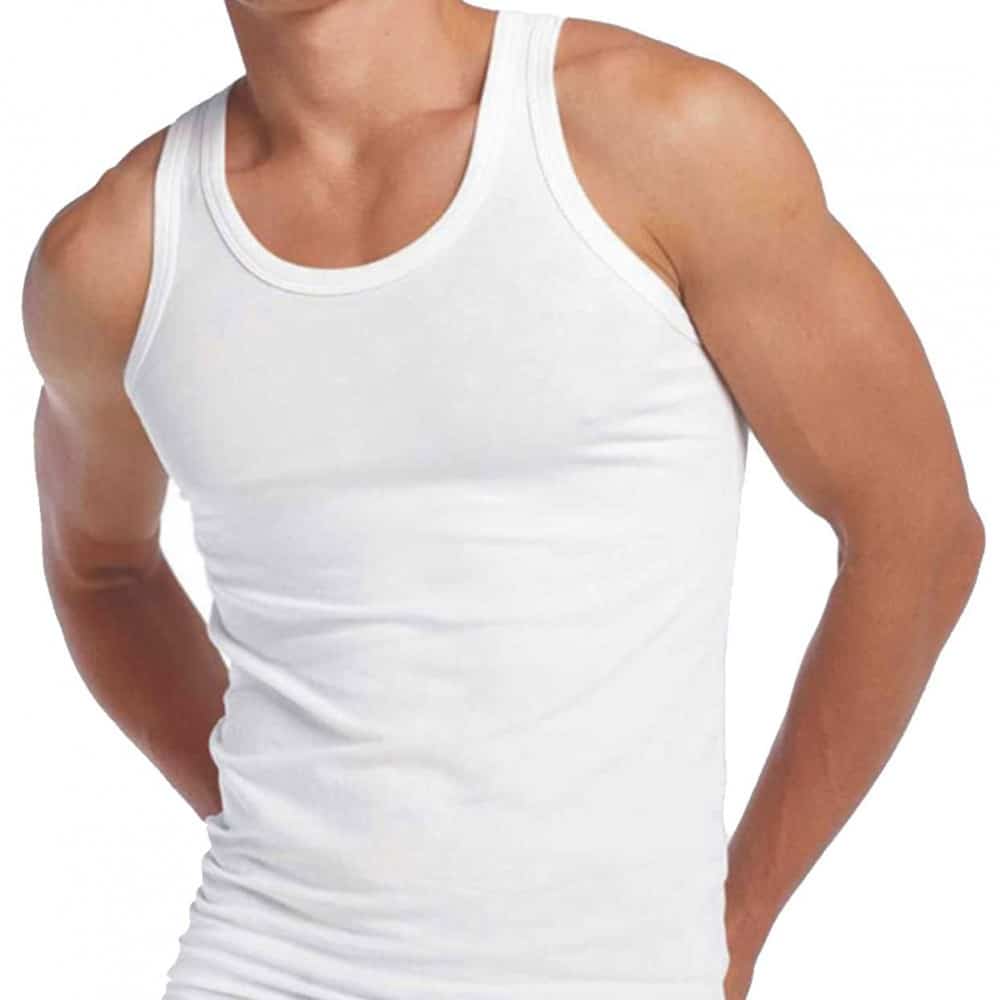 Men White Cotton Undershirt