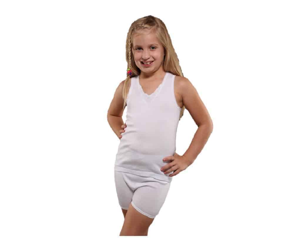 Girls Cotton White Vest and Boxer Undershirt