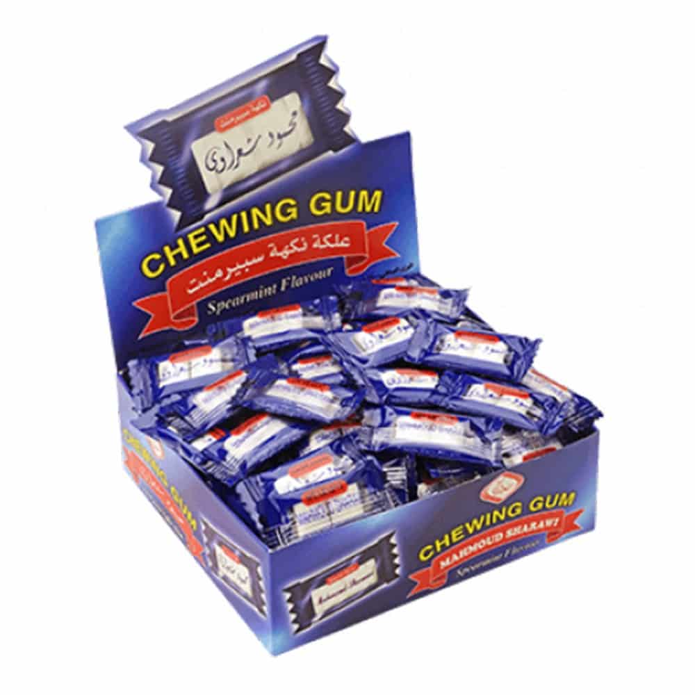 Mahmoud Sharawi Chewing Gum - Spearmint Flavor, 2.1 gr (Pack of 100)