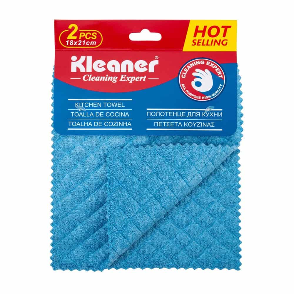 Microfiber Kitchen Towels - Super Absorbent, Soft and Solid Color Dish Towels, 2 Pcs Blue Color, 18 x 21 Cm
