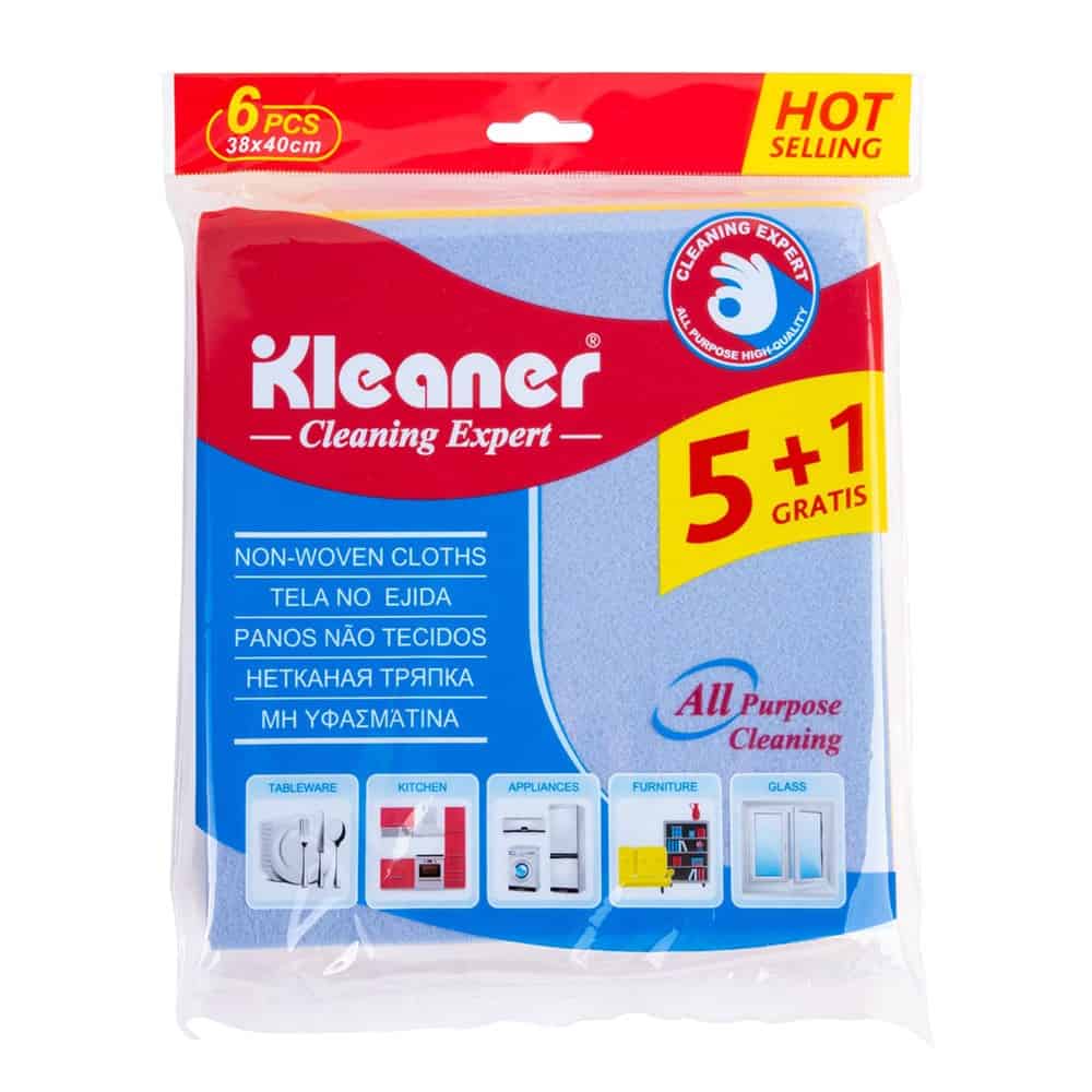 Kleaner Blue Non-Woven Cleaning Cloth, 6 Pcs