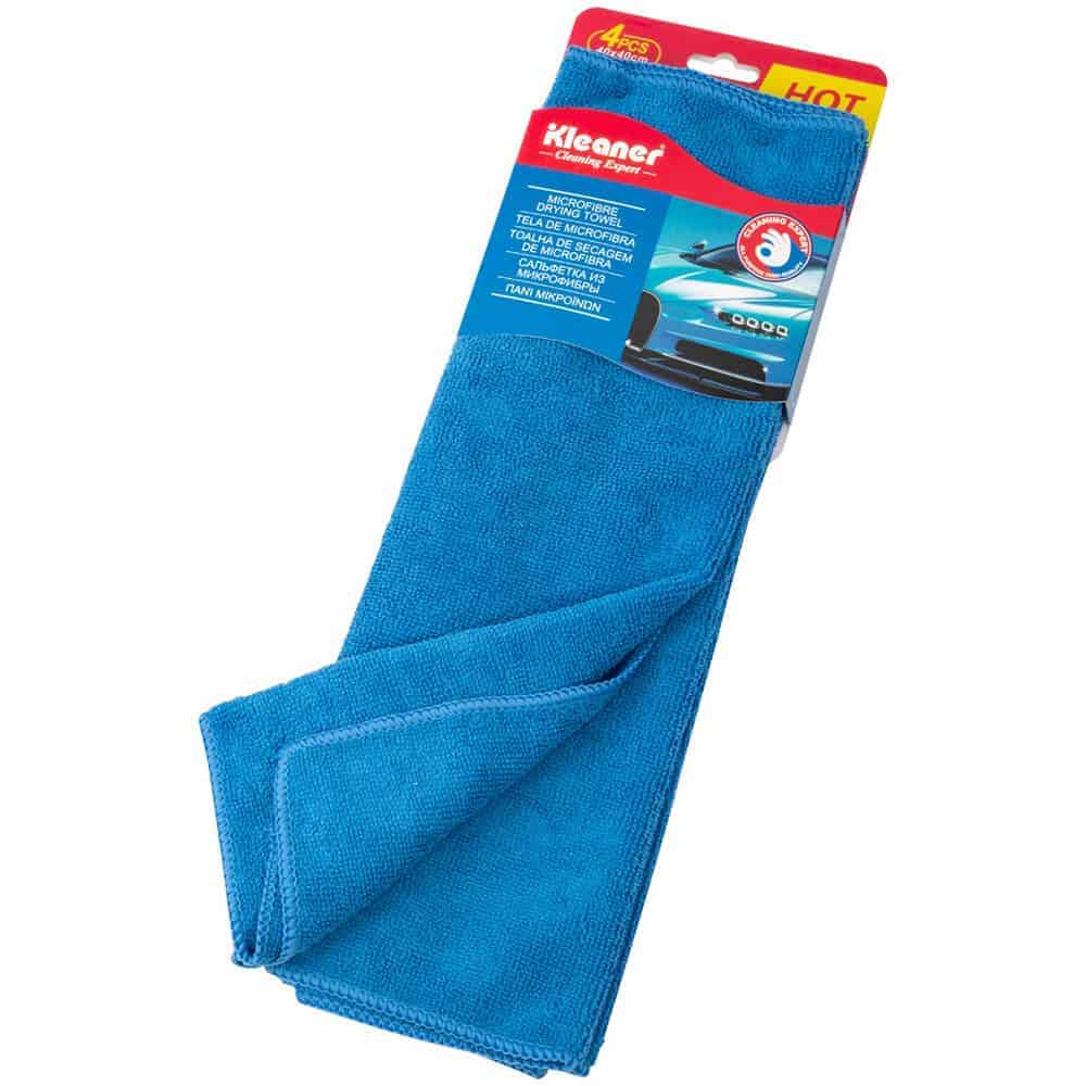 Kleaner Microfiber Drying Towels, Pack of 4, Blue