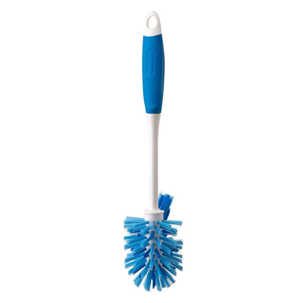 Kleaner Toilet Brush With Lip Brush, Good Grip Toilet Brush Compact Toilet Brush with Strong Bristles, Long Handle, Deep Cleaning (Blue)
