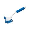 Dish Washing Scrubber Vegetable Brush - Blue / White 2 Sided Bristles - Long Handle With Rubber Grip Non Scratch Kitchen and Bath Cleaning