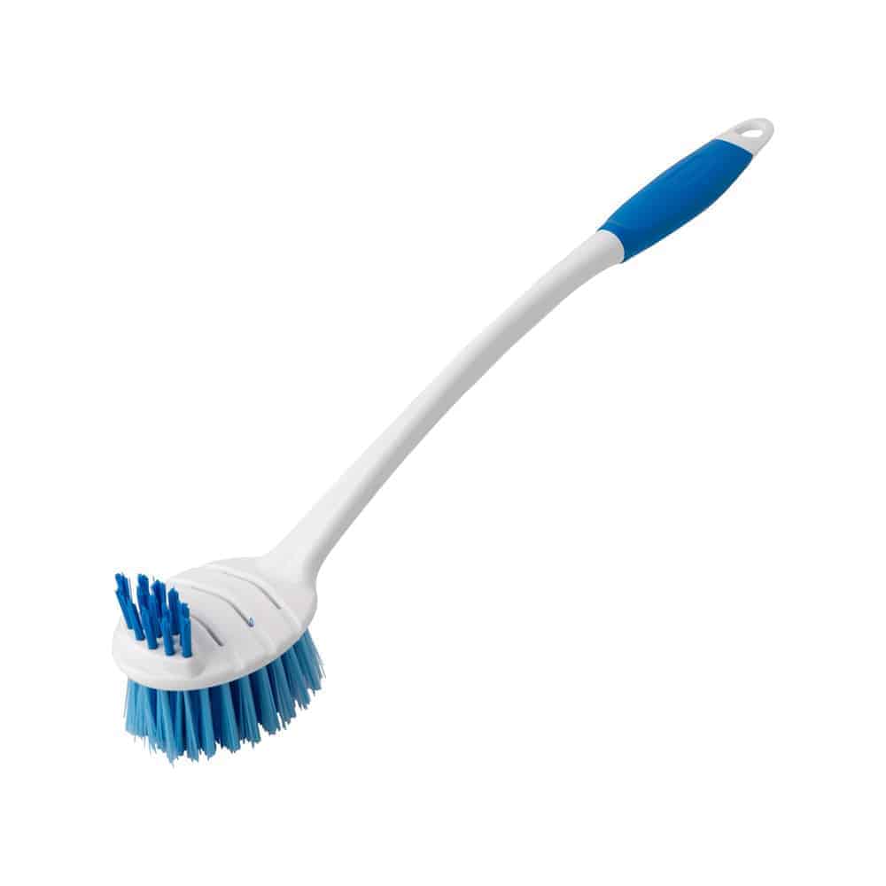 Multipurpose Brush Scrubber with Rubber Grip Handle, Dish Cookware and Vegetable Brush, Non-Scratch Soft Bristles - Double Sided Sturdy Bristles, All Purpose Cleaner.