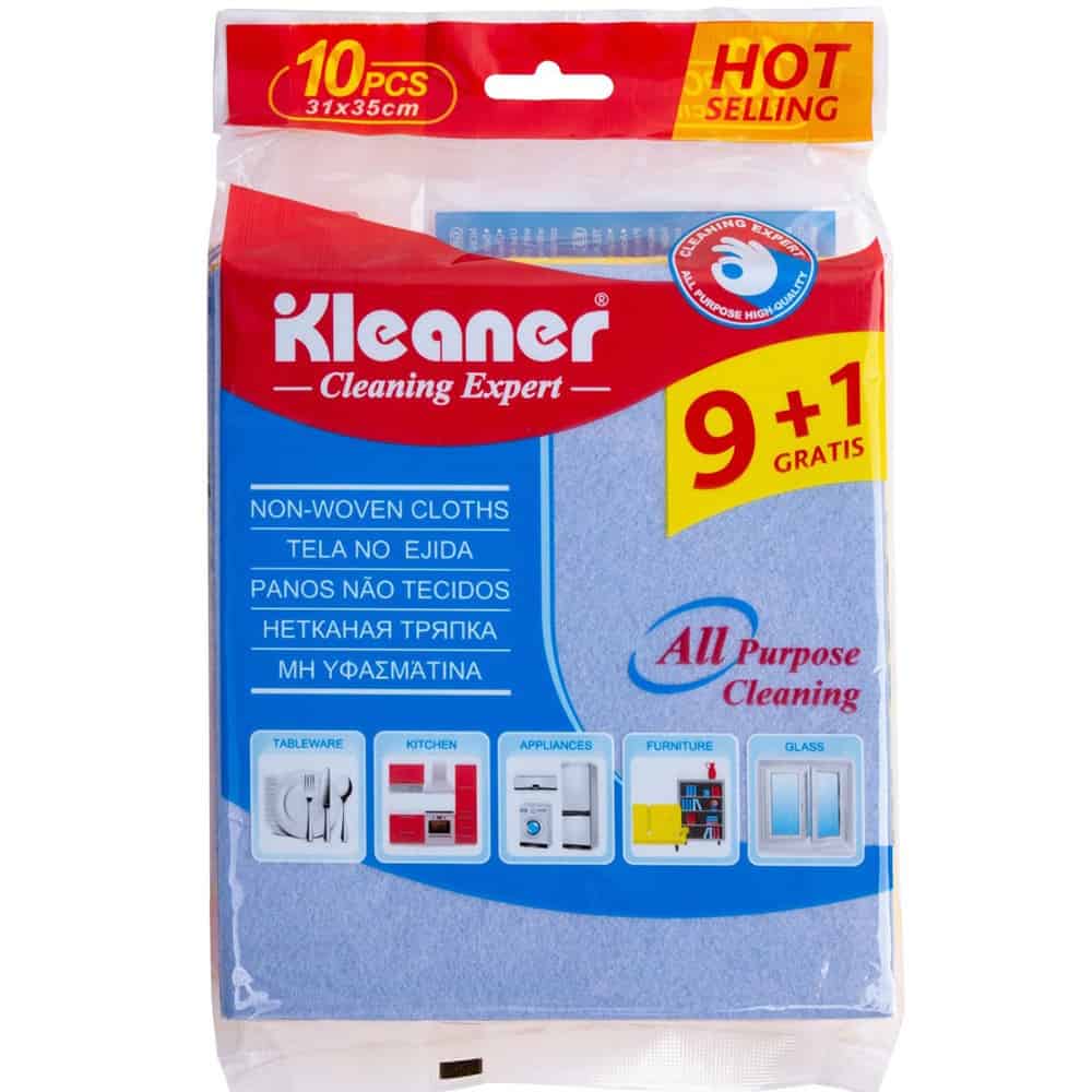 Kleaner Blue Non-Woven Cleaning Cloth, 10 Pcs