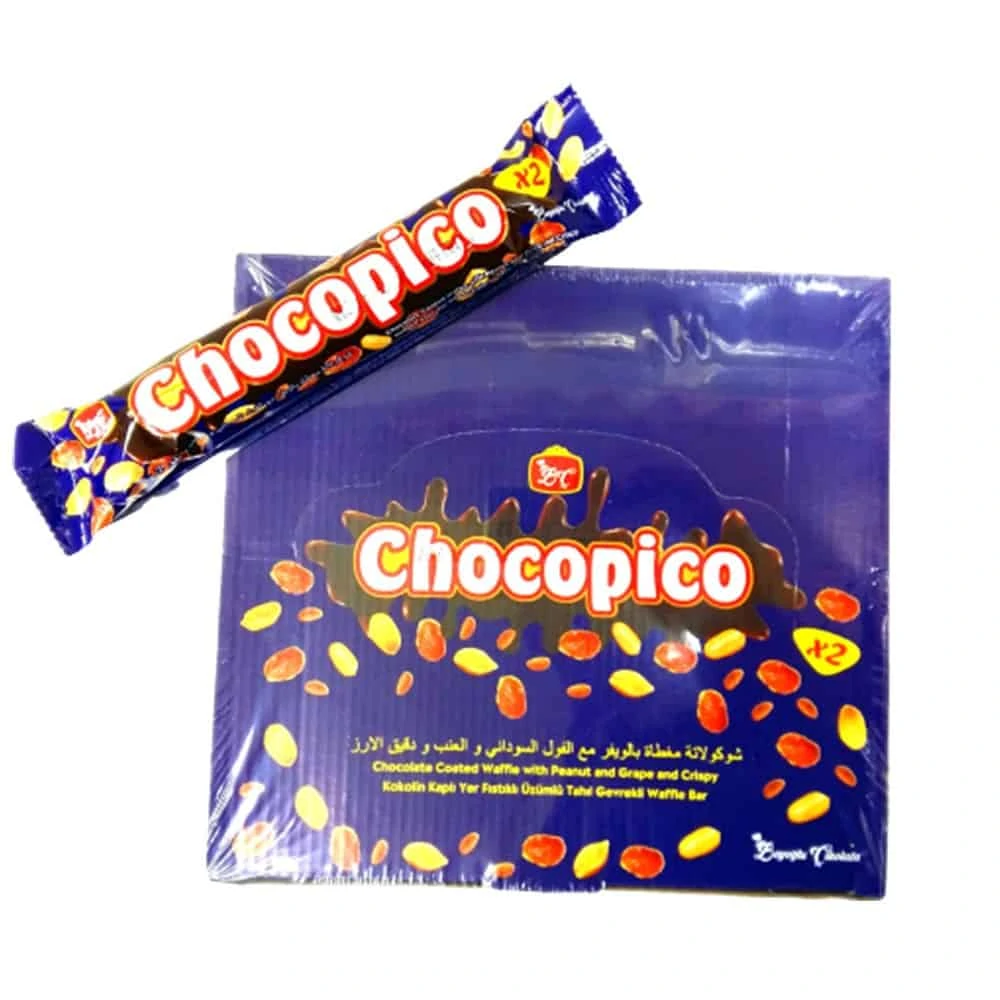 CHOCOPICO X2 - Chocolate Coated Wafer With Peanut Raisin & Rice Crispy, 56 Gr (Pack of 24)