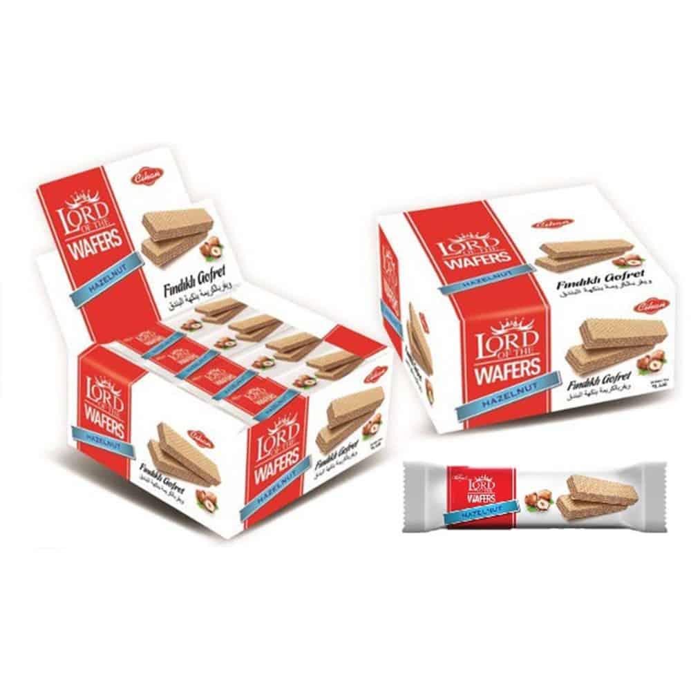 LORD of the WAFERS Hazelnut - Crispy Wafer Filled With Hazelnut Flavored Cream, 35 Gr (Pack of 24)