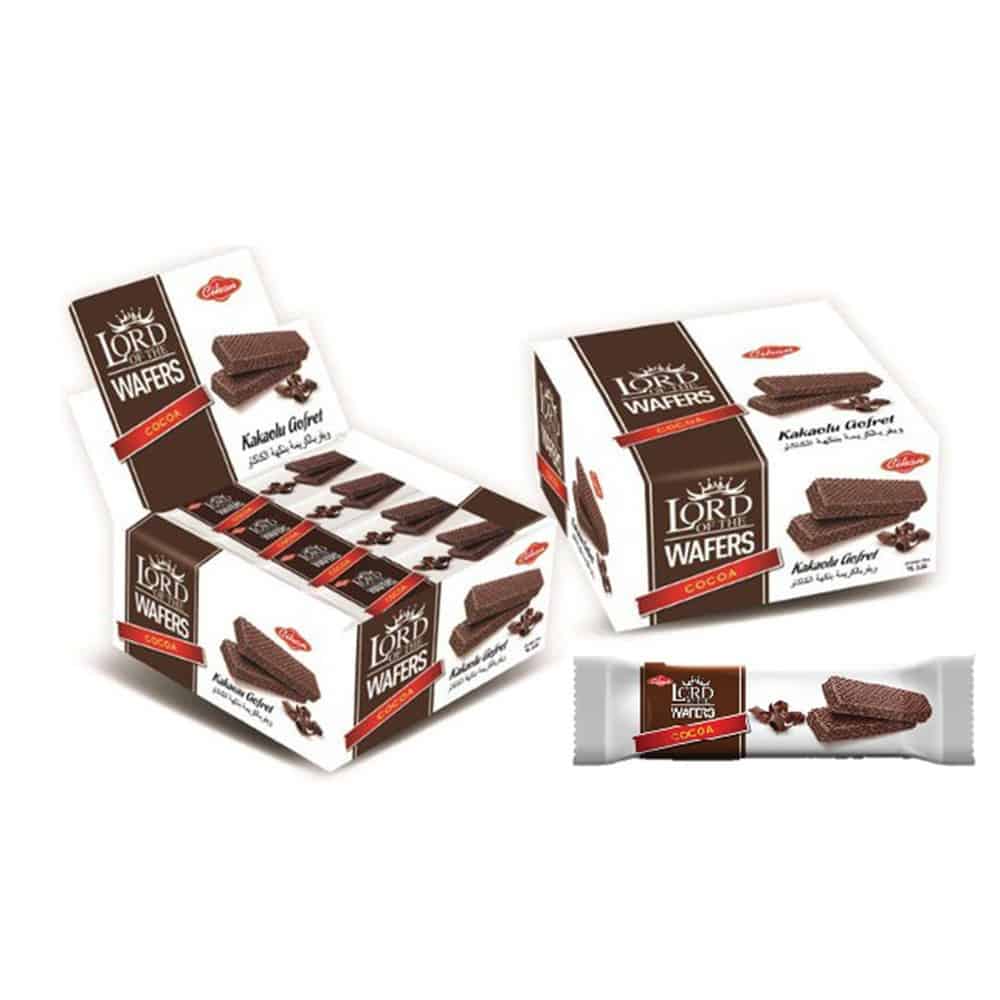 LORD of the WAFERS Cocoa - Crispy Wafer Filled With Cocoa Flavored Cream, 35 Gr (Pack of 24)