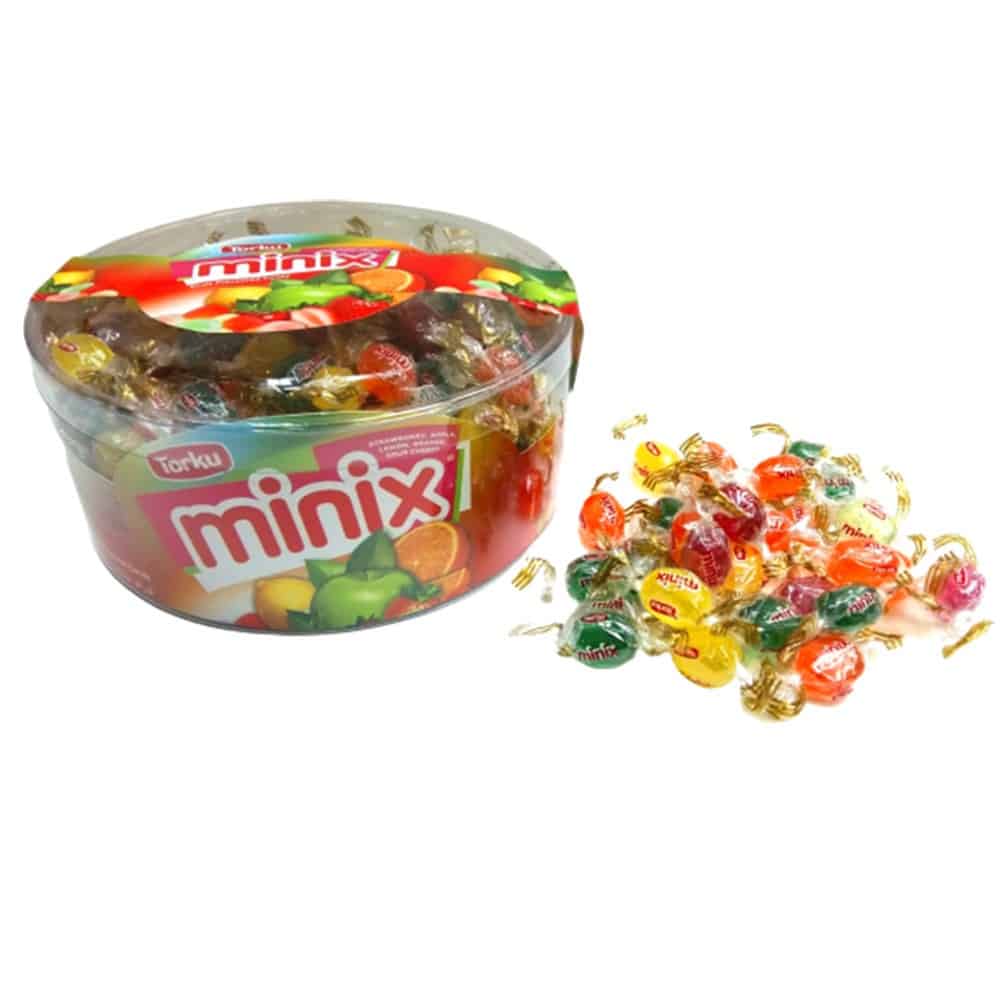 Minix Mini Candy - Fruit Flavored Candy (Strawberry, Apple, Lemon, Orange, Sour Cherry), 250 Gr