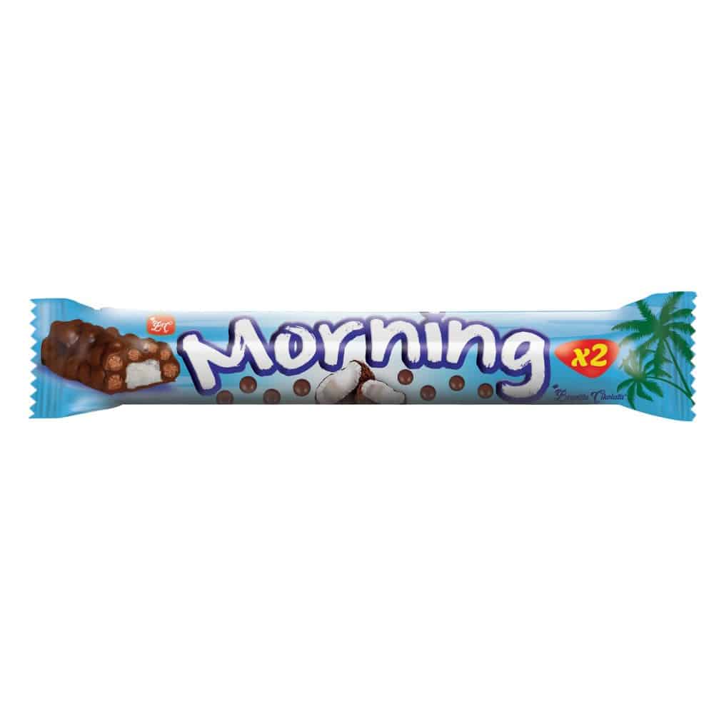 MORNING X2 - Crispy Rice Chocolate Coated Coconut Bar, 56 Gr (Pack of 24)