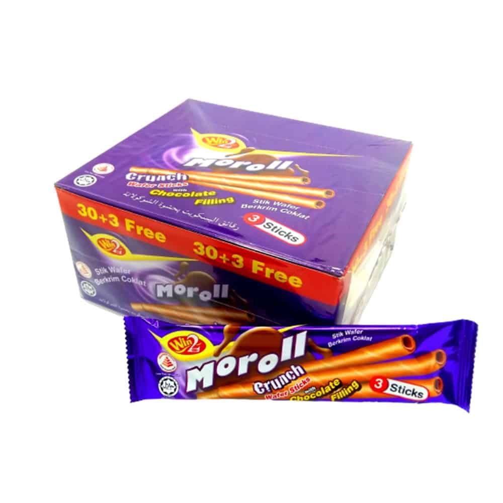 Moroll (30 + 3 Free) - Crunch Wafer Sticks with Chocolate Filling, 18 Gr (Pack of 33)
