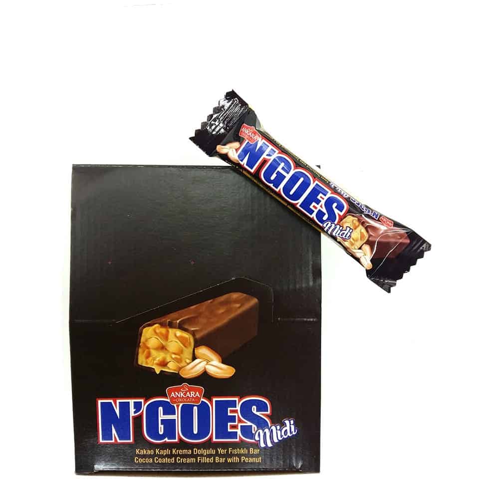 N'GOES Midi - Cocoa Coated Cream Filled Bar With Peanut, 25 Gr (Pack of 24)
