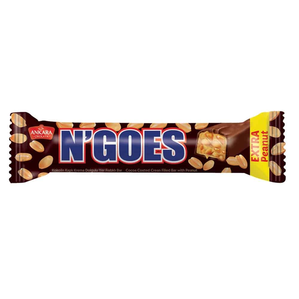 N'GOES Extra Peanut - Cocoa Coated Cream Filled Bar With Peanut, 65 Gr (Pack of 24)