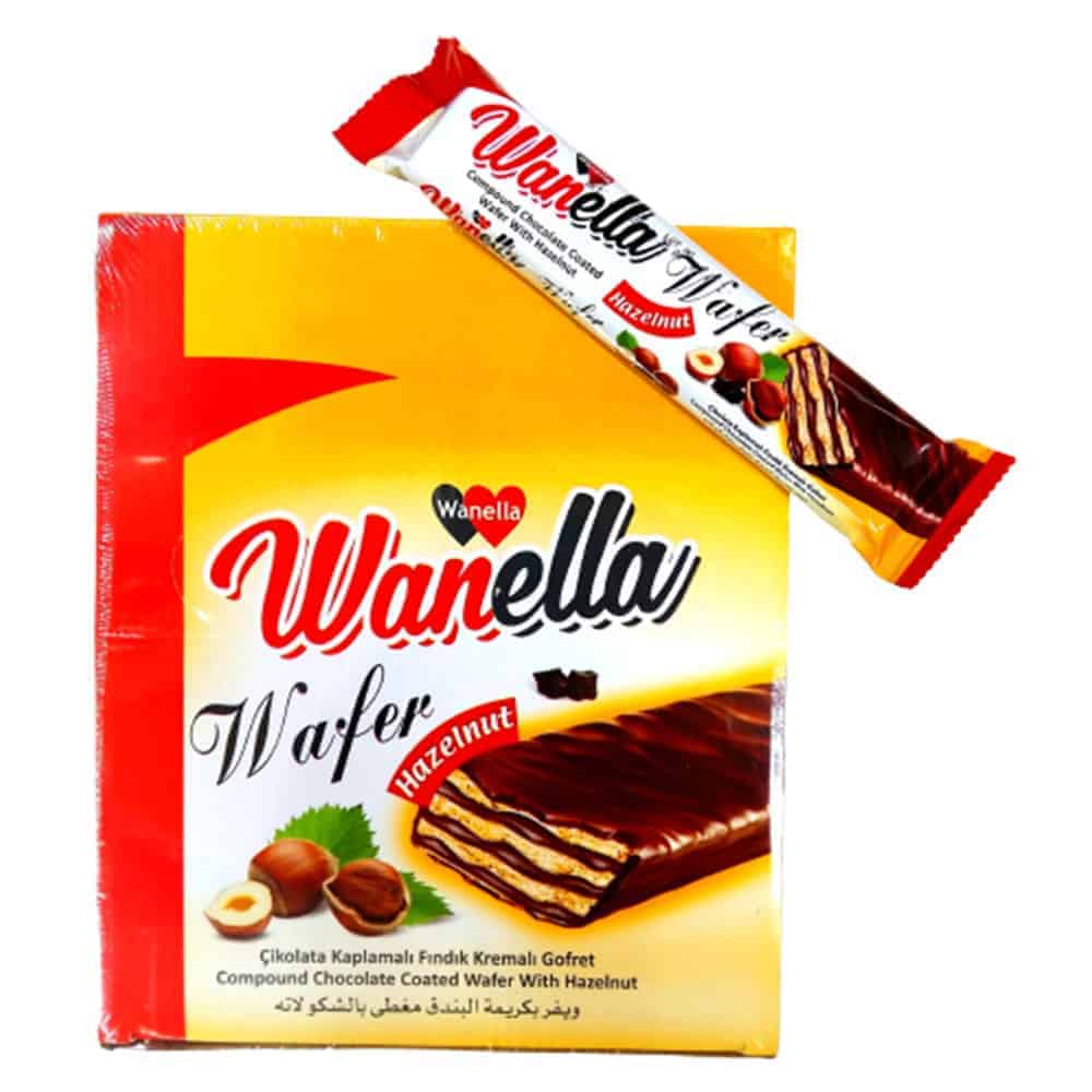 Wanella Wafer Hazelnut - Chocolate Coated Wafer With Hazelnut, 35 Gr (Pack of 24)