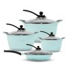 Arshia 8 PCS Granite Cookware Set - Turquoise