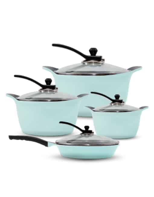 Arshia 8 PCS Granite Cookware Set - Turquoise