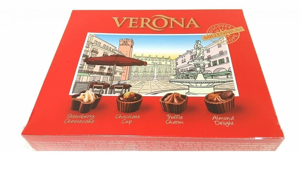 Millennium Discover Europe Verona - Assortments of Strawberry Cheesecake, Chocolate Cup, Truffle Charm, Almond Delight in GiftPack, 110 Gr
