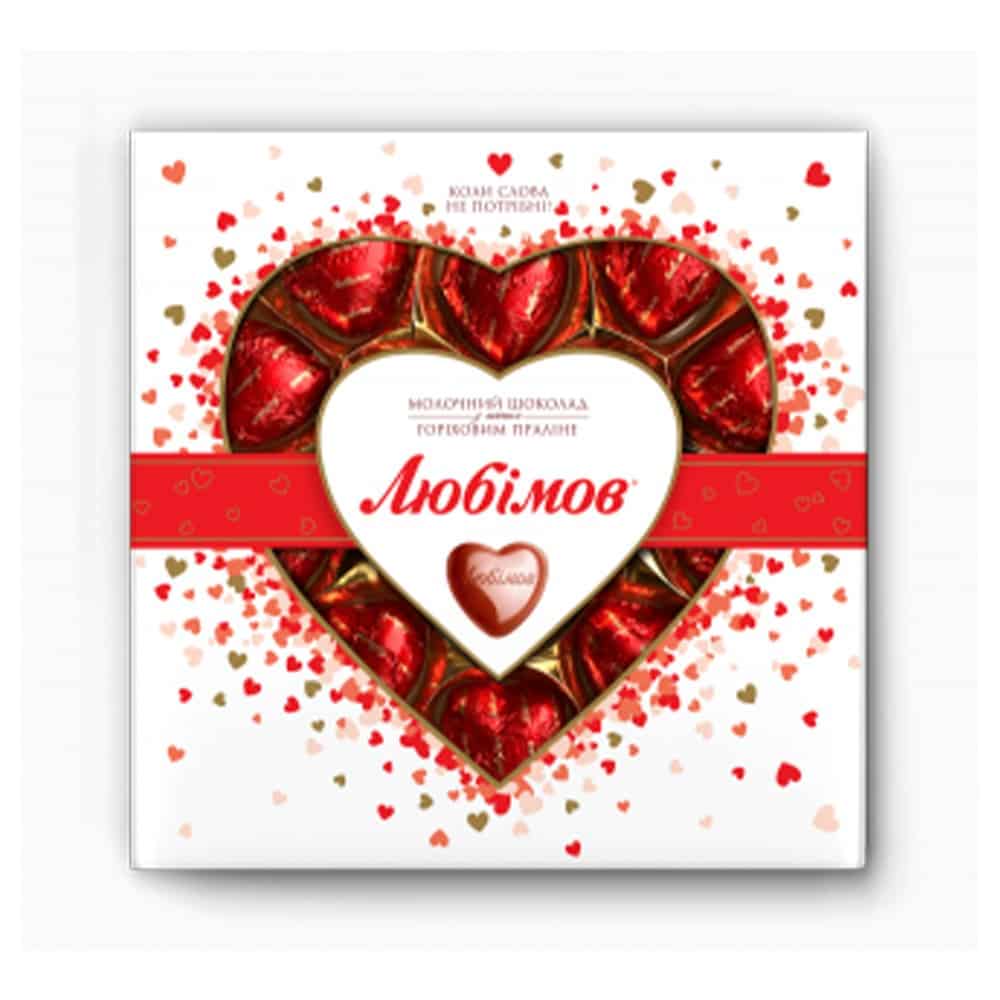 Millennium With Love "Lyubimov" Chocolate Hearts - Milk Chocolate With Nut Praline in GiftPack, 125 Gr