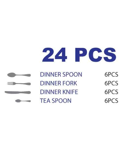 Arshia 24PCS Cutlery Set Silver and Black