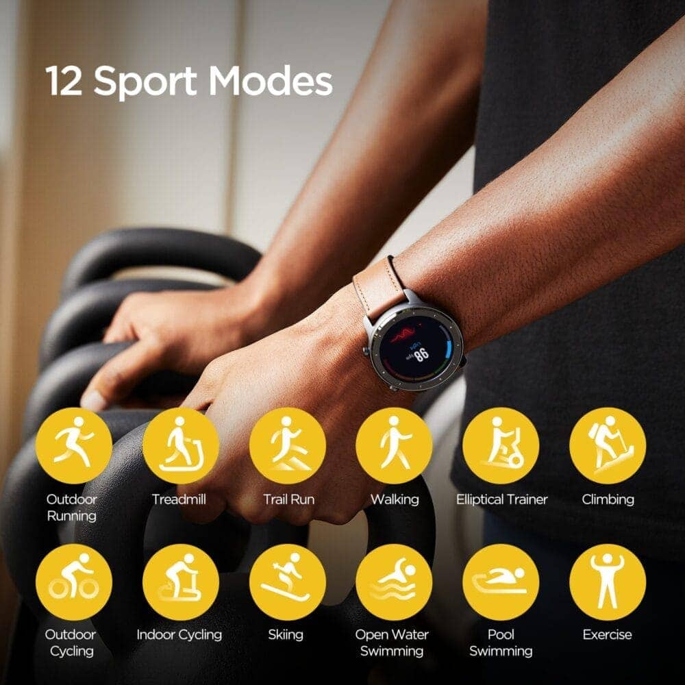 Amazfit GTR Smartwatch, Smart Notifications, 1.39” AMOLED Display, 24/7 Heart Rate Monitor, 24-Day Battery Life, 12-Sport Modes (47mm, GPS, Bluetooth), Aluminum Alloy
