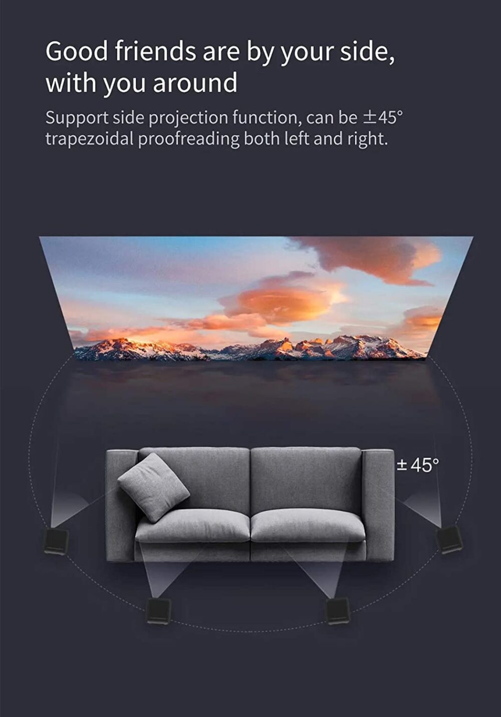Xiaomi Fengmi Mini Projector Full HD DLP Portable 1920*1080 Support 4K Video Screen 550 ANSI WIFI Bluetooth TV for Home Cinema and Gaming By PRIME TECH ™