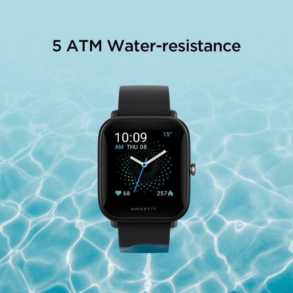 Amazfit Bip U Health Fitness Smartwatch with SpO2 Measurement, 9-Day Battery Life, Breathing, Heart Rate, Stress, Sleep Monitoring, Music Control, Water Resistant, 60 Sports Modes, HD Display, Black