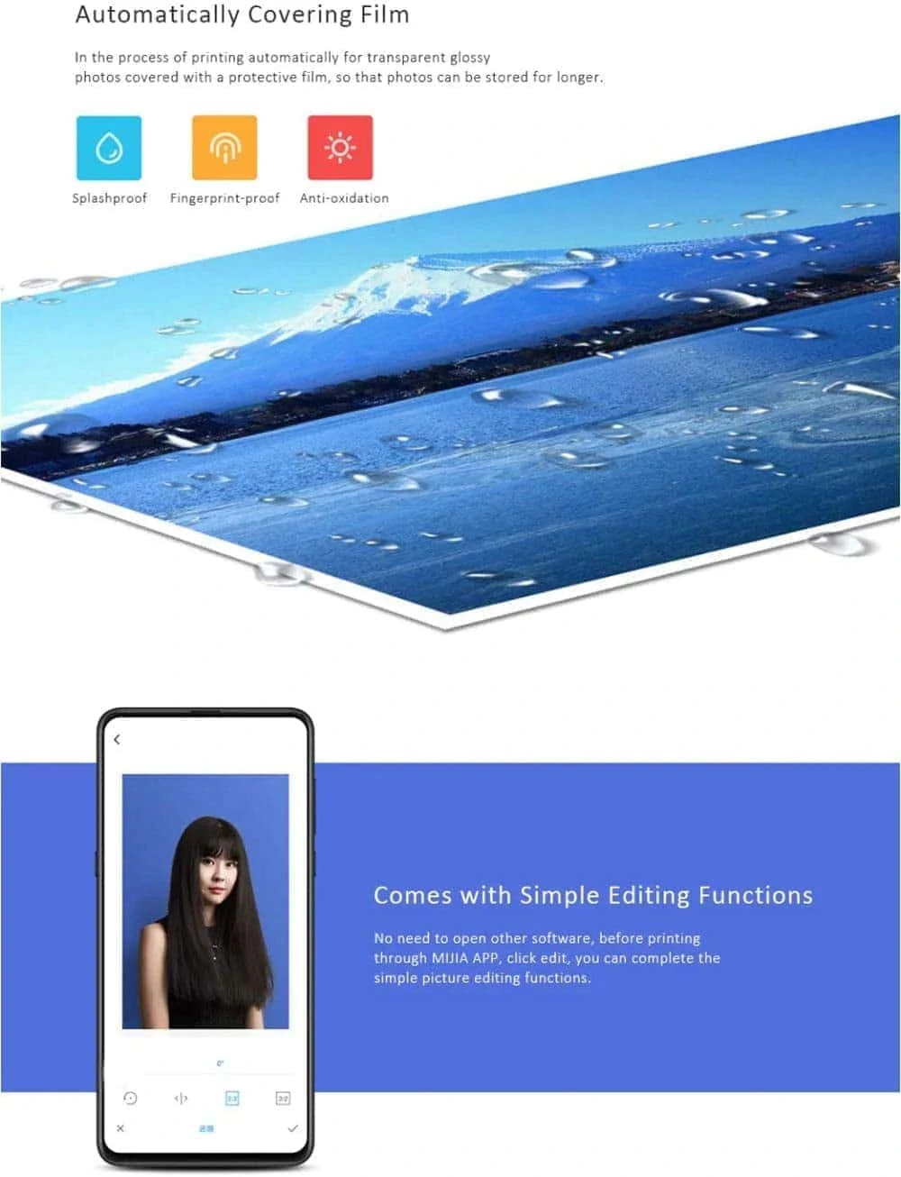 Xiaomi Mijia Photo Printer- Wireless remote connection-White