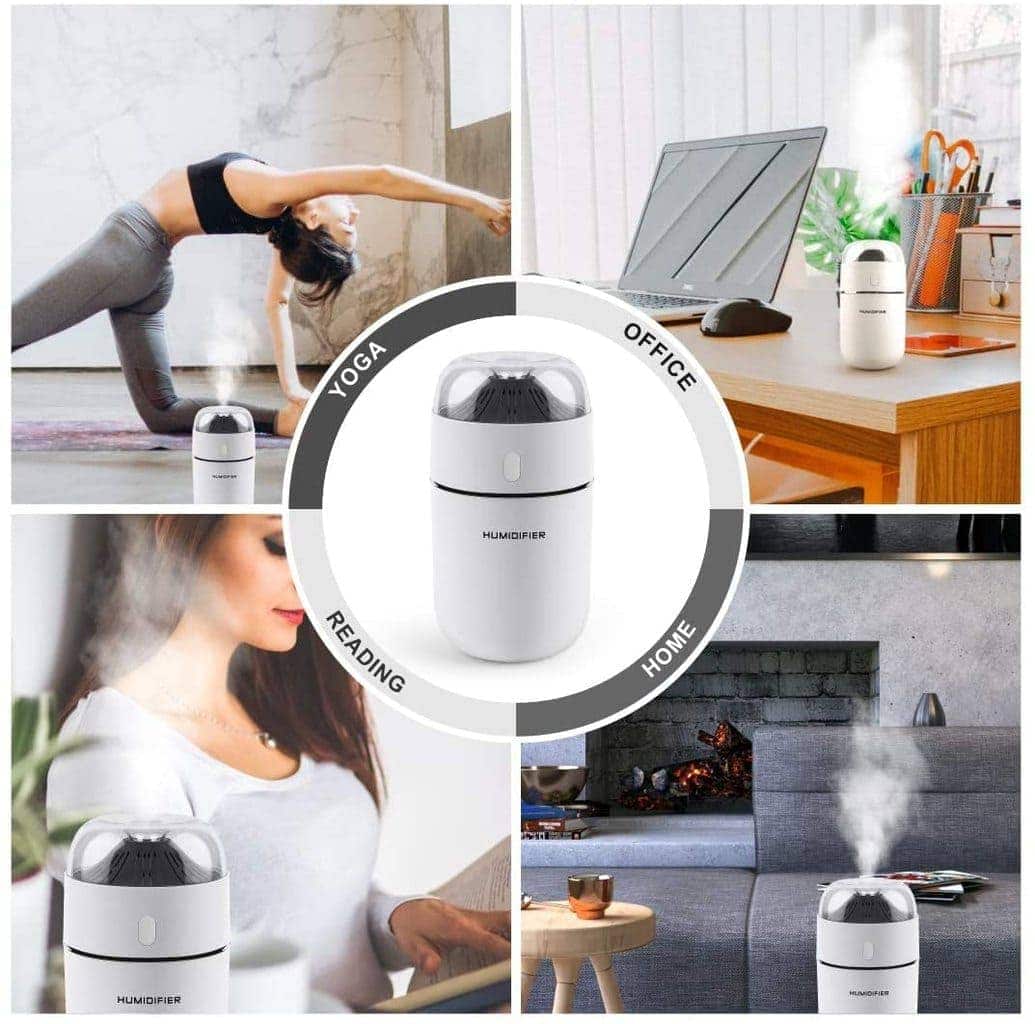 Portable Mini Humidifier, Benks 320ml Small Cool Mist Humidifier, USB Personal Desktop Humidifier for Baby Bedroom Travel Office Home, Auto Shut-Off, Super Quiet, White