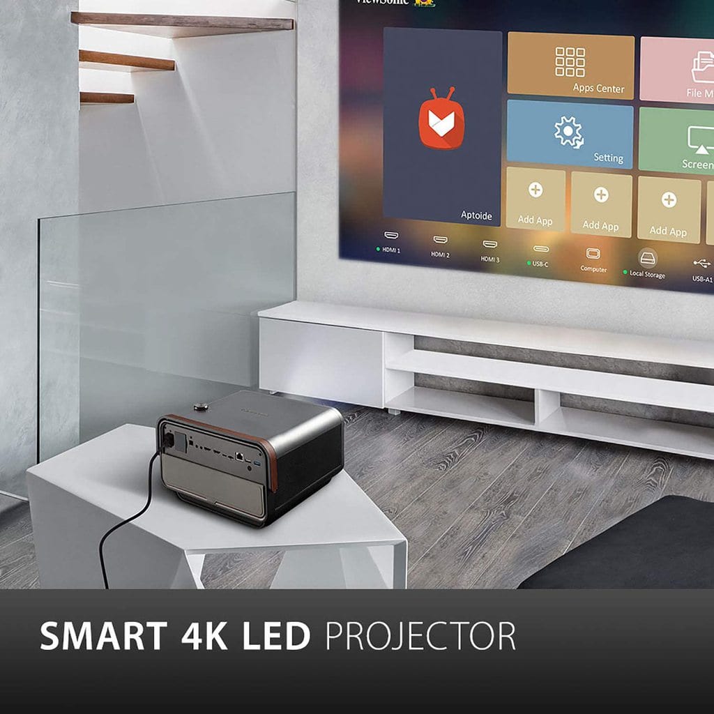 ViewSonic X10-4K+ True 4K UHD Short Throw LED Portable Smart Home Theater Projector
