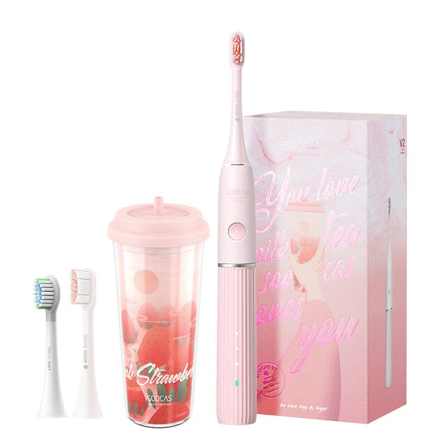 SOOCAS V2 Sonic Ultrasonic Toothbrush USB Rechargeable Electric Toothbrush IPX7 Waterproof Whitening Smart Dental Brush - Pink