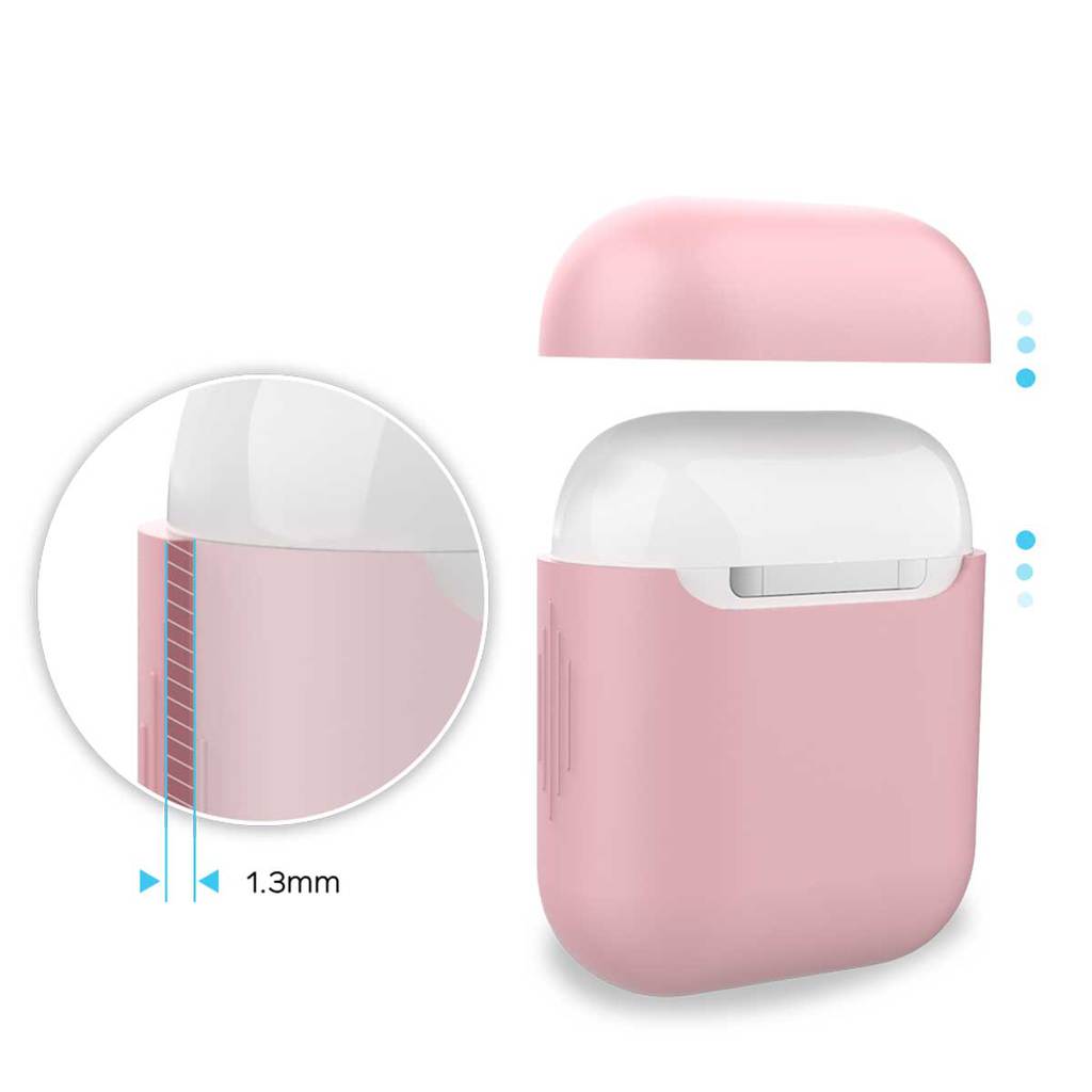 Promate Apple AirPods Case, Ultra-Lightweight Protective 360 Degree Silicone Cover with Scratch-Resistance and Wireless Charging Compatible for Apple AirPods and AirPods 2, AirCase Pink