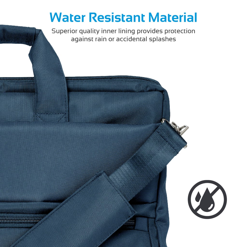 Promate Messenger Bag Laptop, Multifunction Shoulder Messenger Bag with Multiple Storage Pocket, Detachable Sling and Water-Resistance Laptop Bag for 15.6 Inch Laptops, Tablet, Document, Apollo-MB Blue
