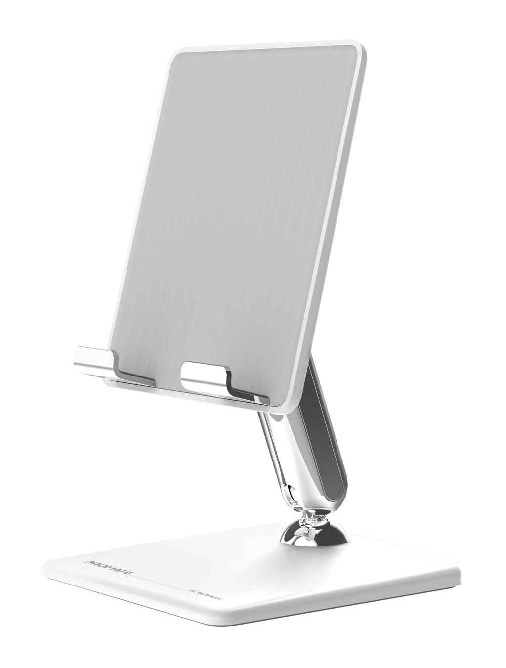Promate Tablet Stand, Universal Multi-Angle Desk Tablet/Phone Holder with Anti-Slip Base and Foldable Ergonomic Design for iPad Pro/Mini, Nintendo Switch, iPhone 12 Pro, Galaxy 21, Kindle, ArticView White