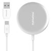 Promate Wireless Charger for iPhone 12, Fast Charging 15W Qi Magnetic Charging Pad with Dual USB-C/USB-A Connector for iPhone 12/12 Mini/12 Pro Max/12 Pro and Qi Wireless Charging Enabled Device, AuraMag-15W Silver